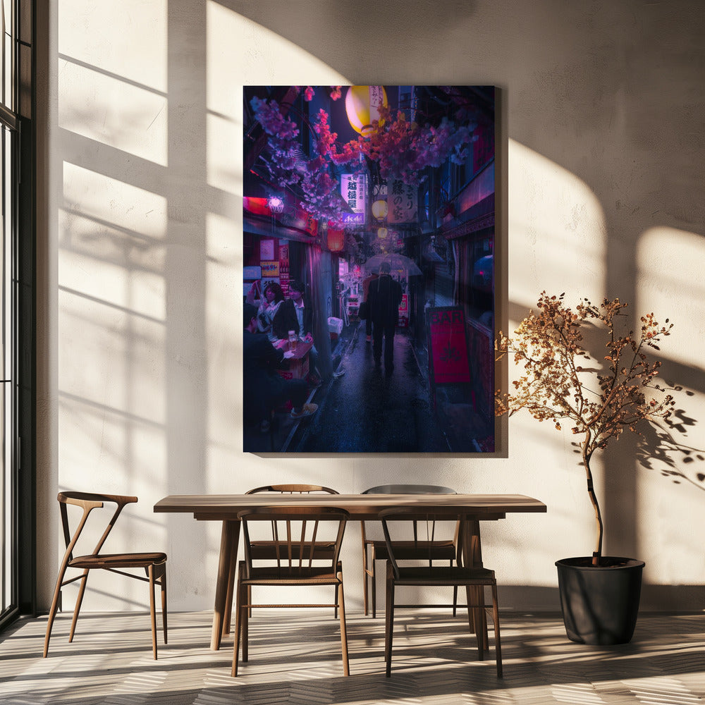 Tokio Blauwe Regen | Canvas