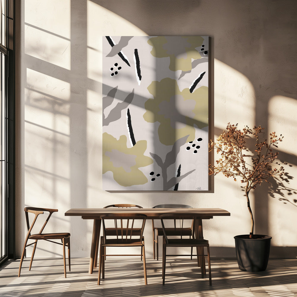 Beige bloemen | Canvas
