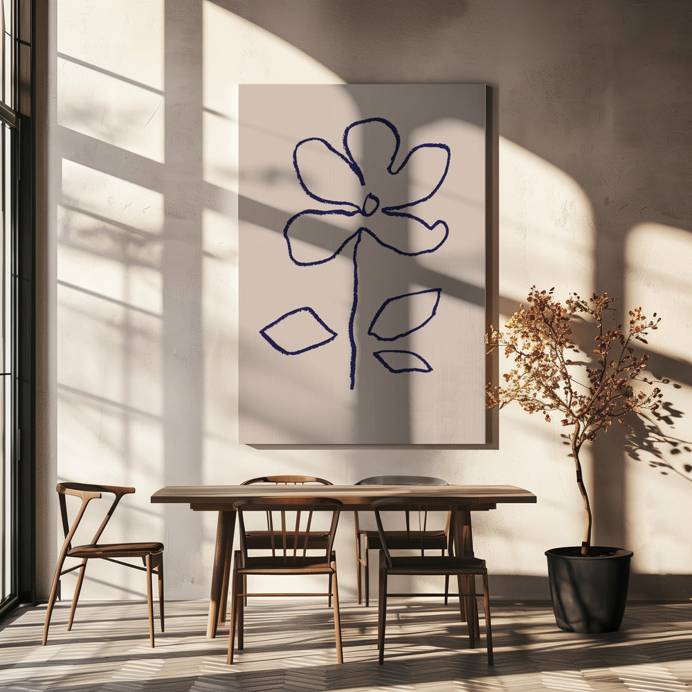 Oliepastel Bloem Blauw | Canvas