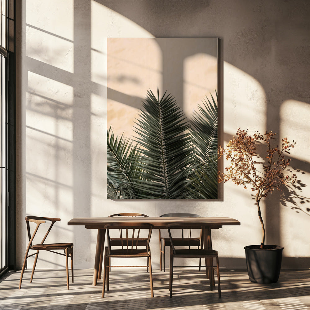 Palmbladeren en muur_1 | Canvas