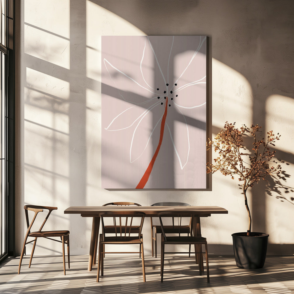 Delicate abstracte bloem met witte bloemblaadjes | Canvas