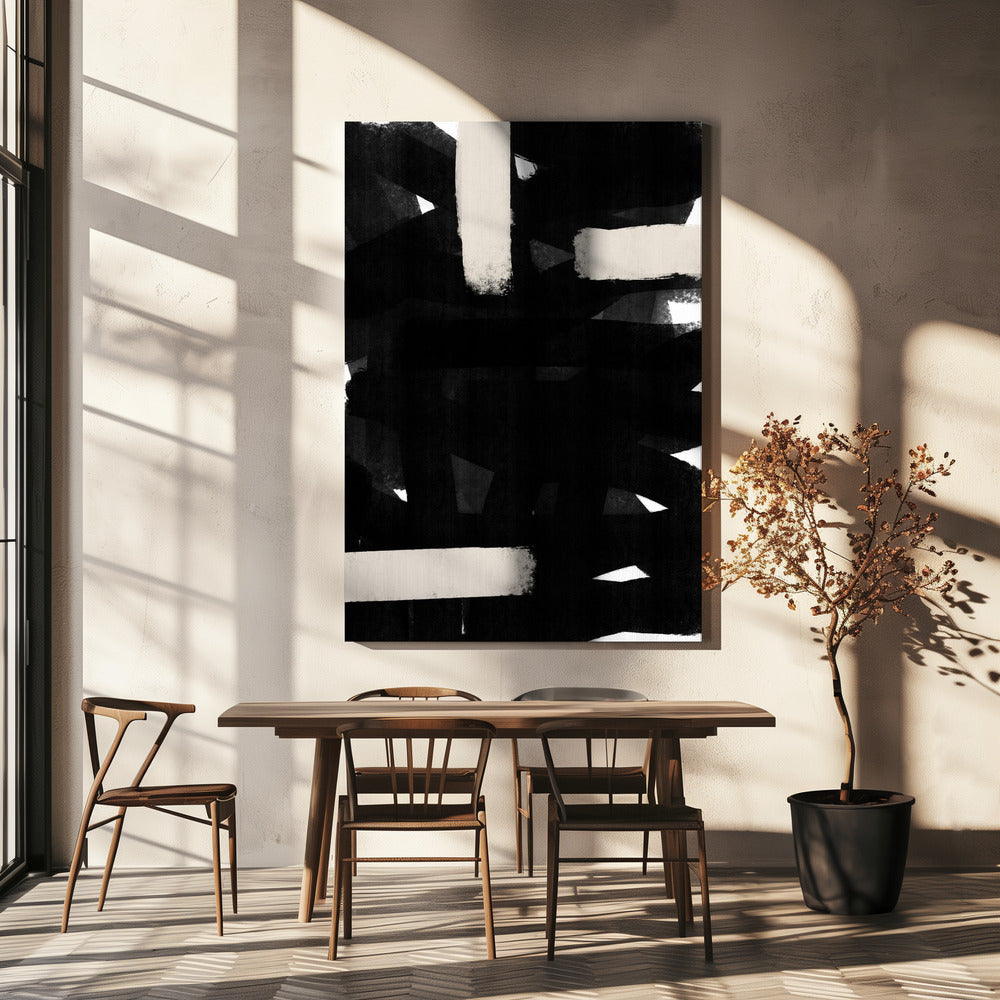 Monochrome penseelstreken | Canvas