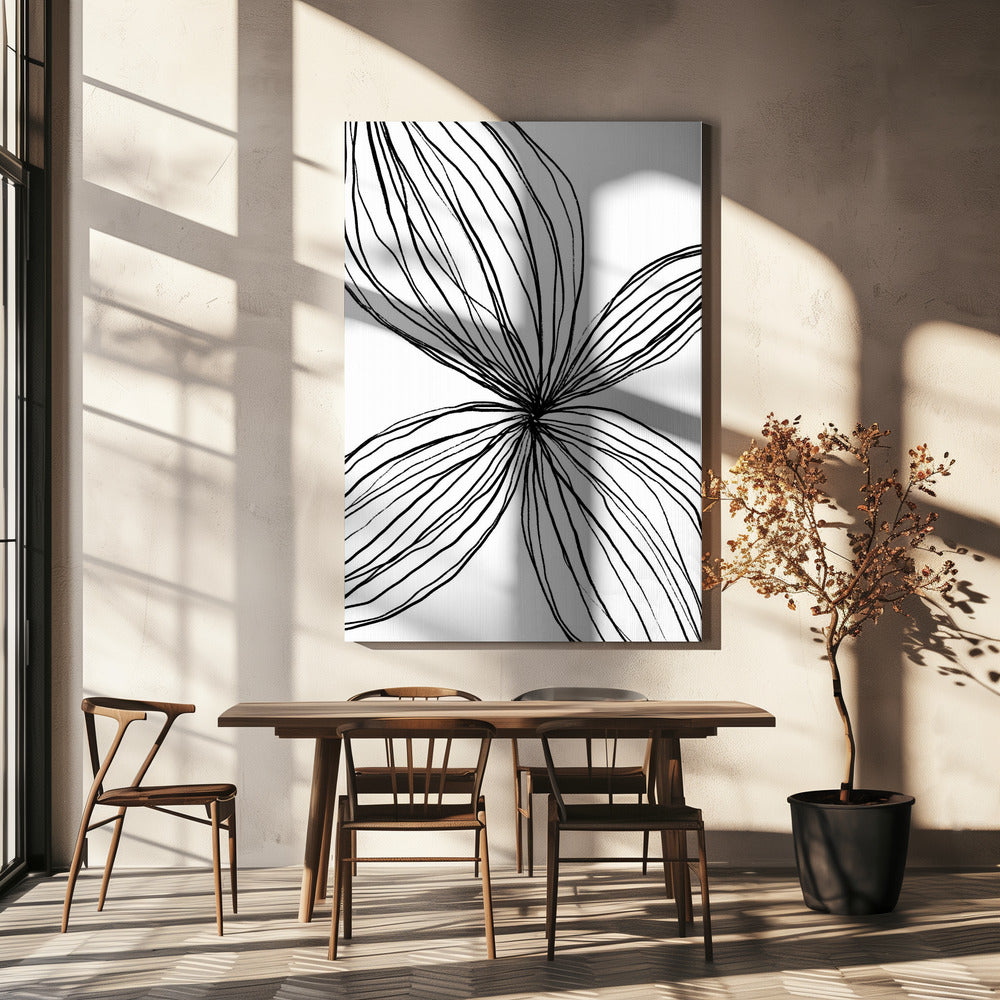 Vloeiende bloemblaadjeslijnen | Canvas