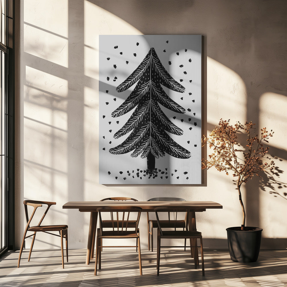 Monochroom Pinefall | Canvas