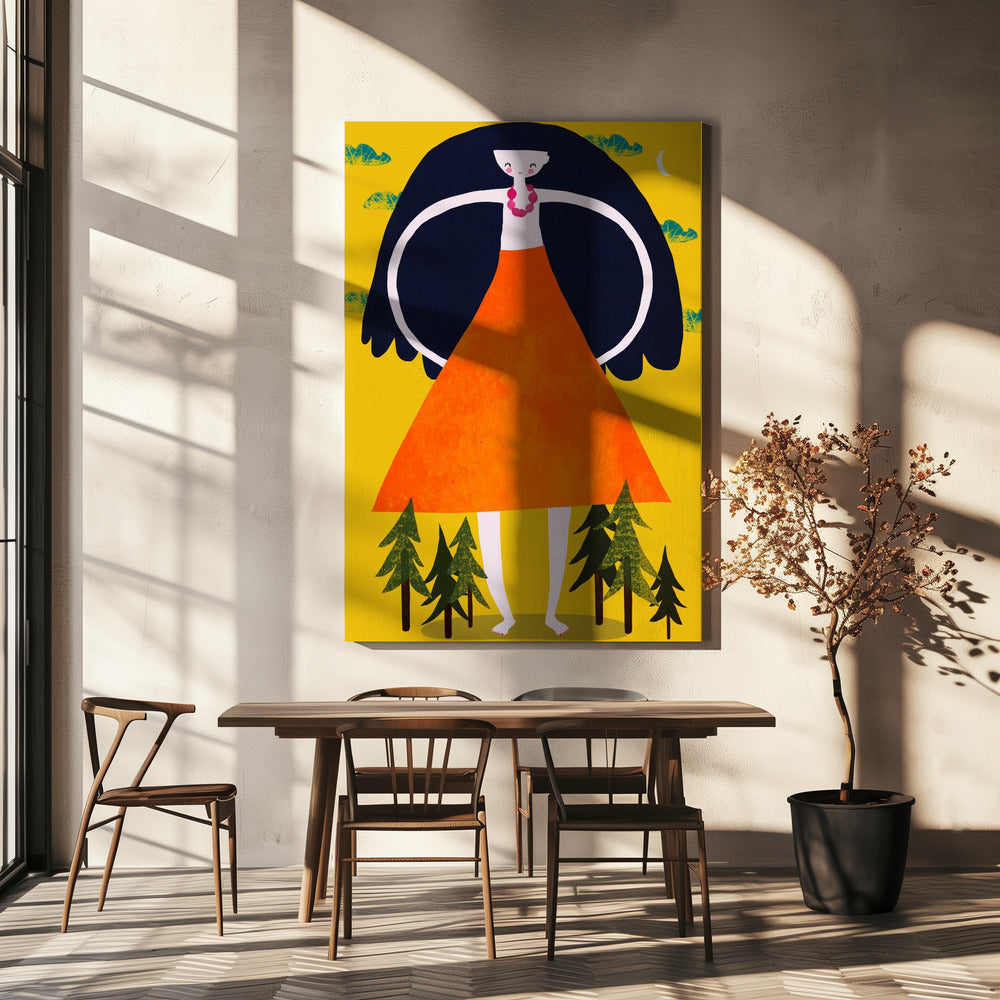 Reuzin in het bos | Canvas