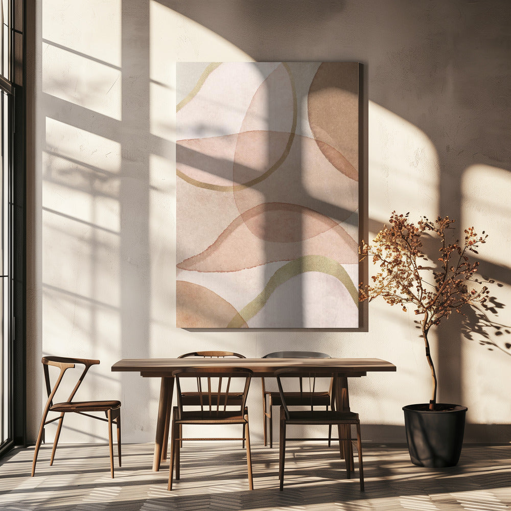 Blozend en bruin abstract | Canvas