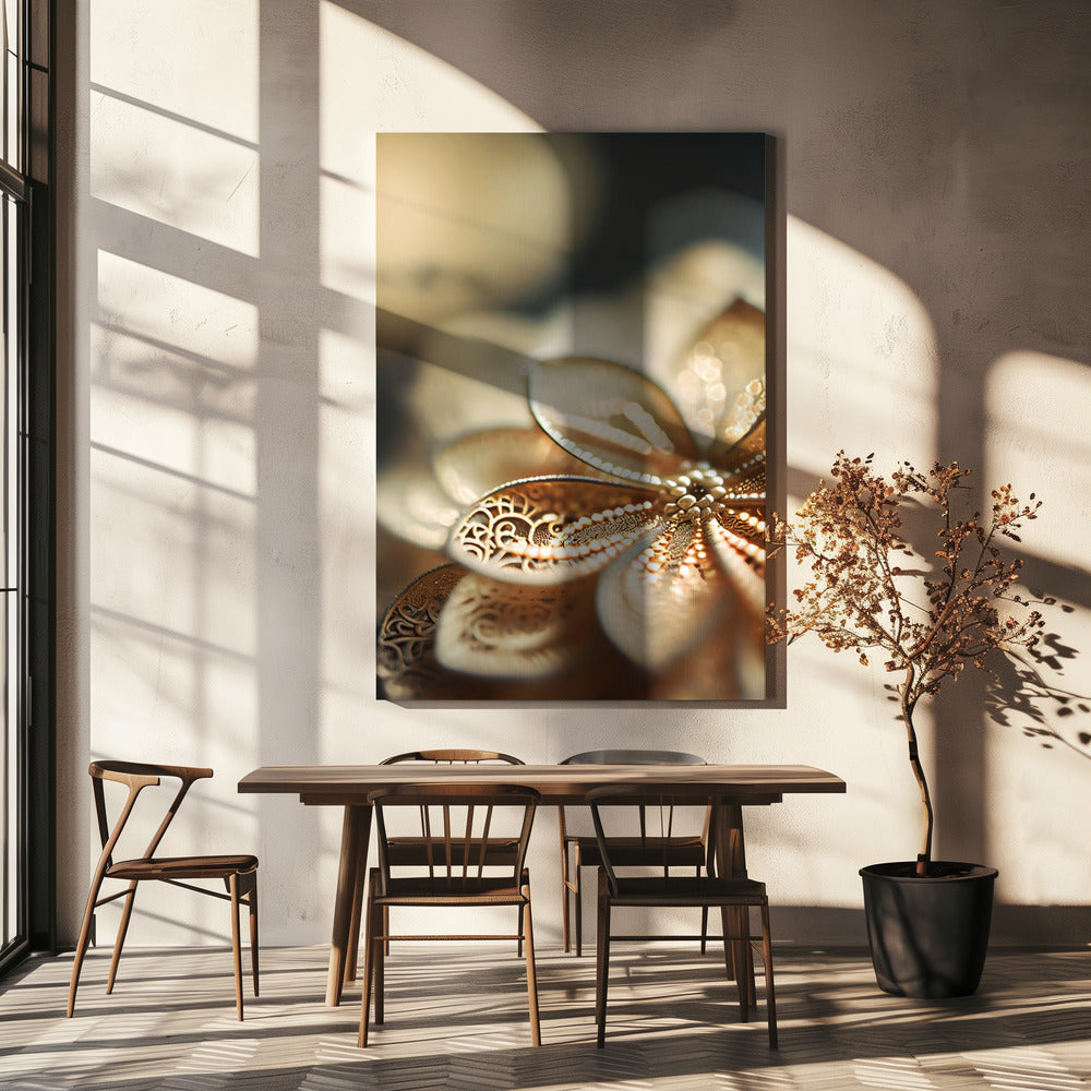 Gouden bloemblaadjesgloed | Canvas