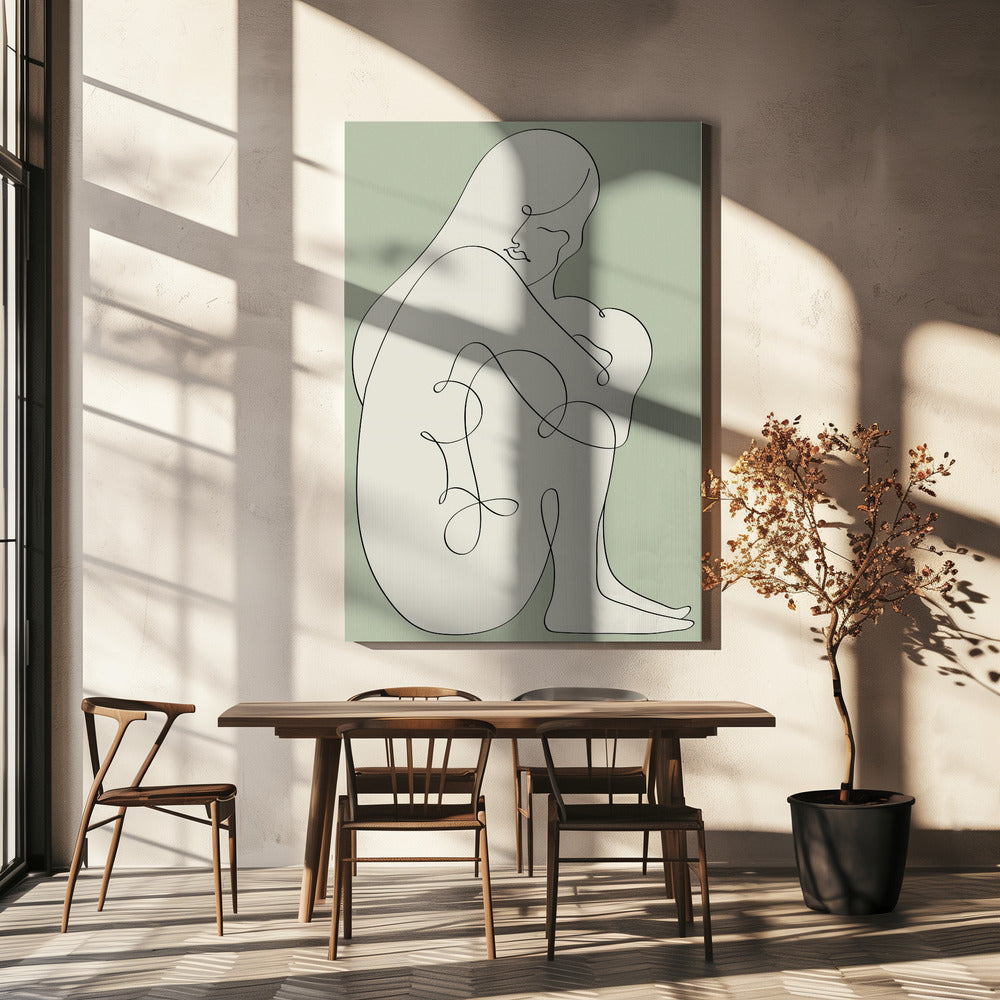 Sitting Woman Green | Canvas