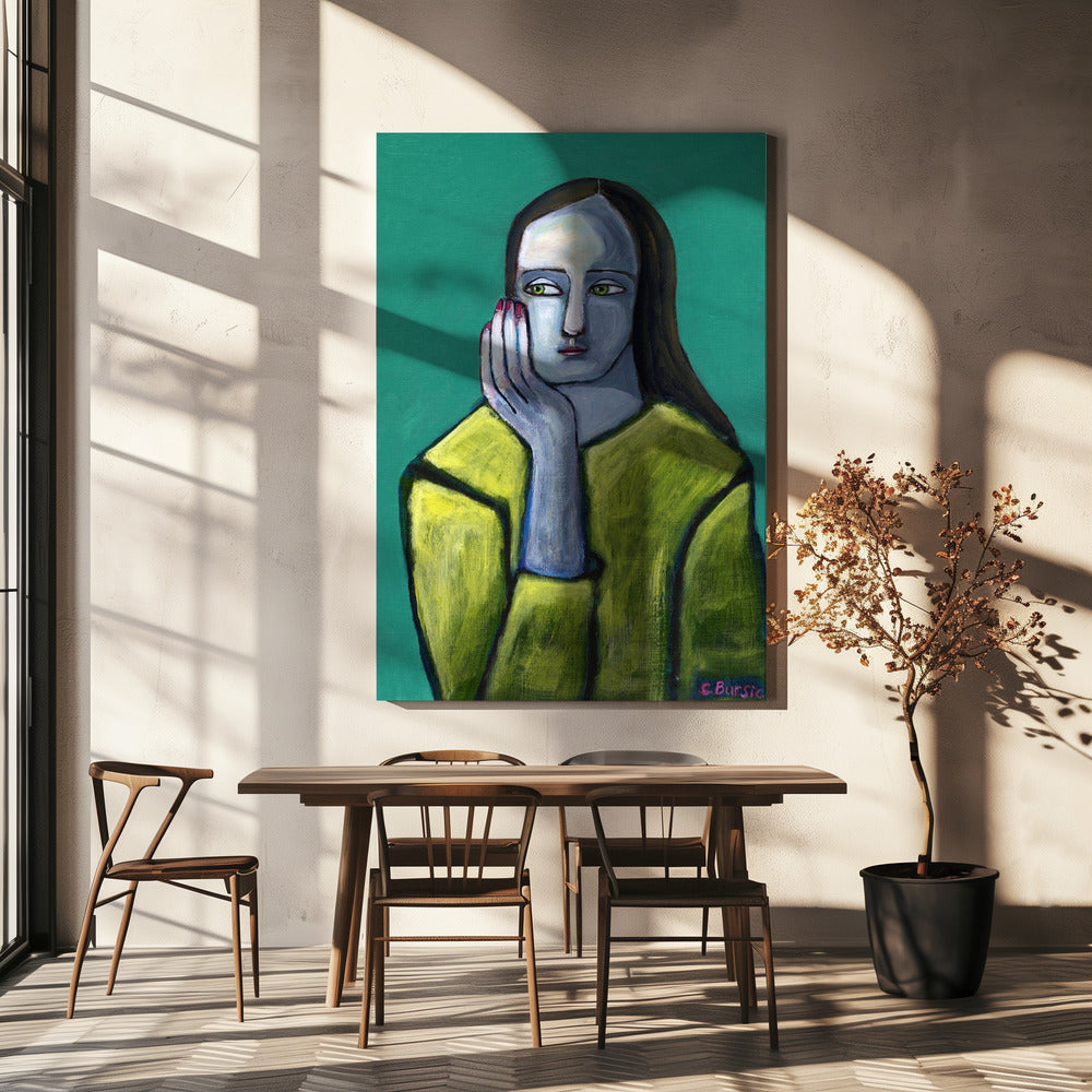 Vrouw met grote handen | Canvas