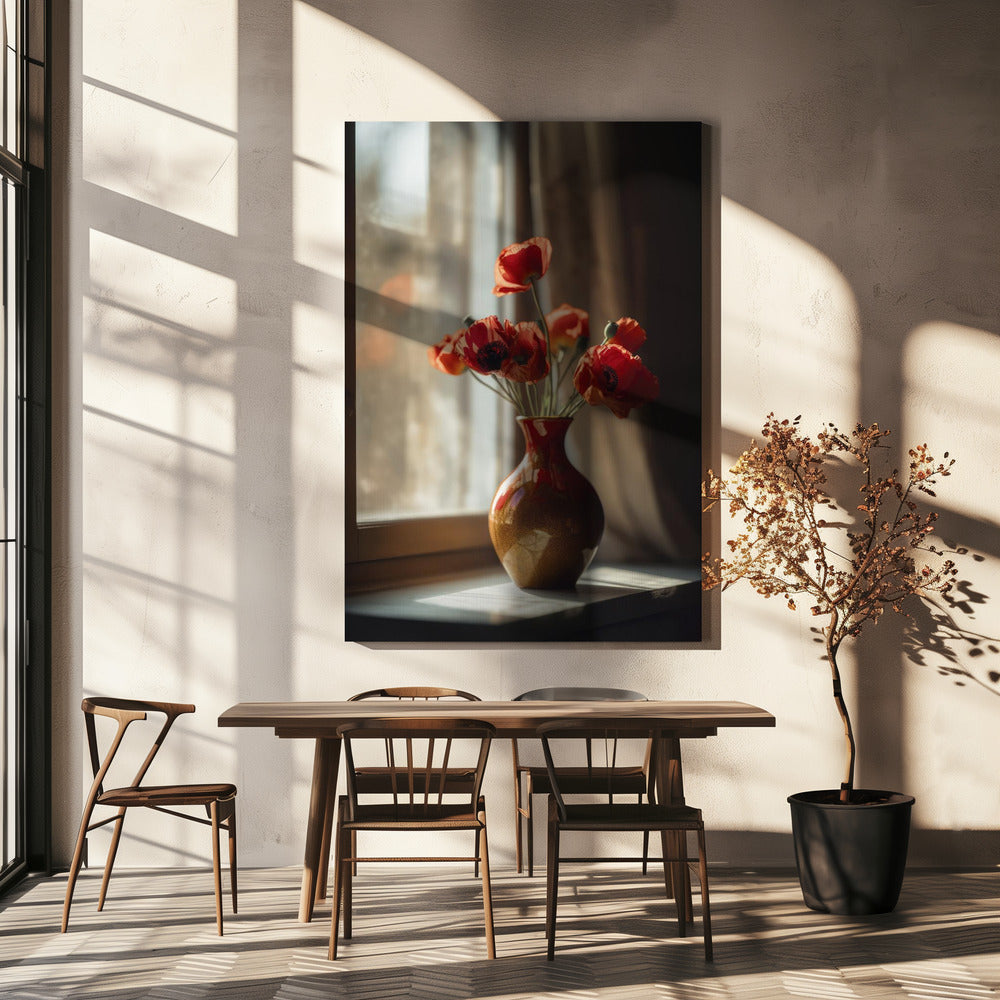 Warme Klaproos Gloed | Canvas