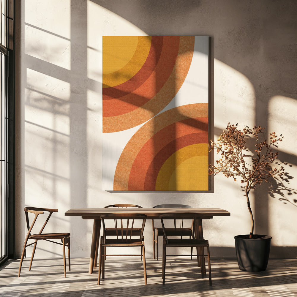 Retro Zonnestralen Golven | Canvas