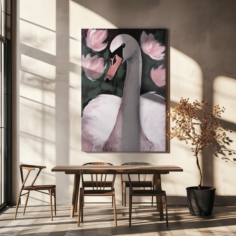 Zwaan in de vijver | Canvas