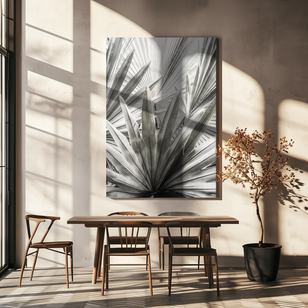 Zilveren bladeren | Canvas