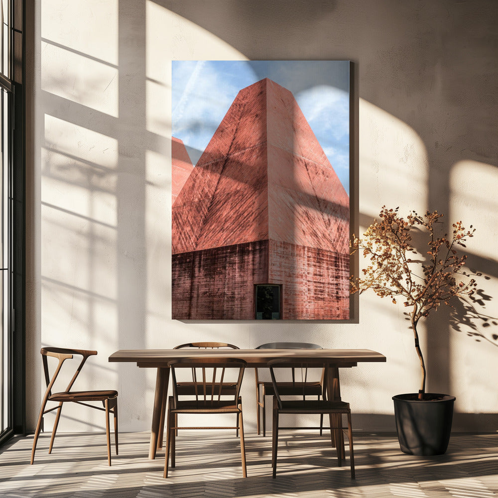 Karmozijnrode geometrische toren | Canvas