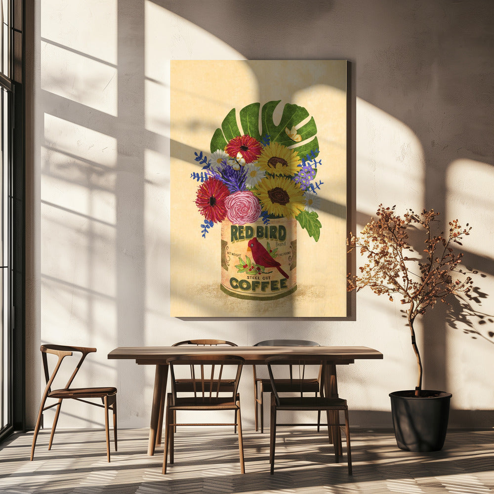 Bloemen in een vintage koffieblik | Canvas