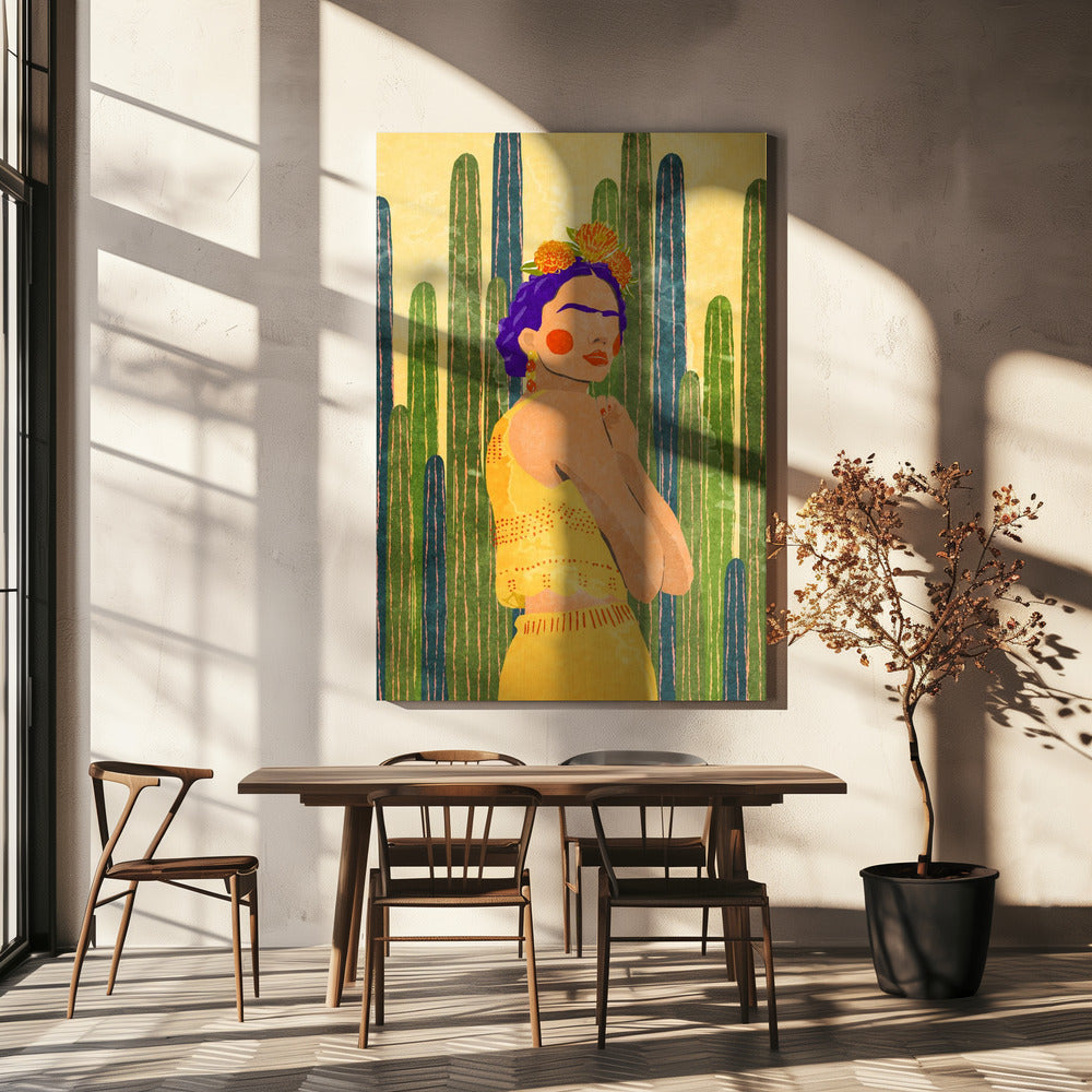 Frida en cactussen | Canvas
