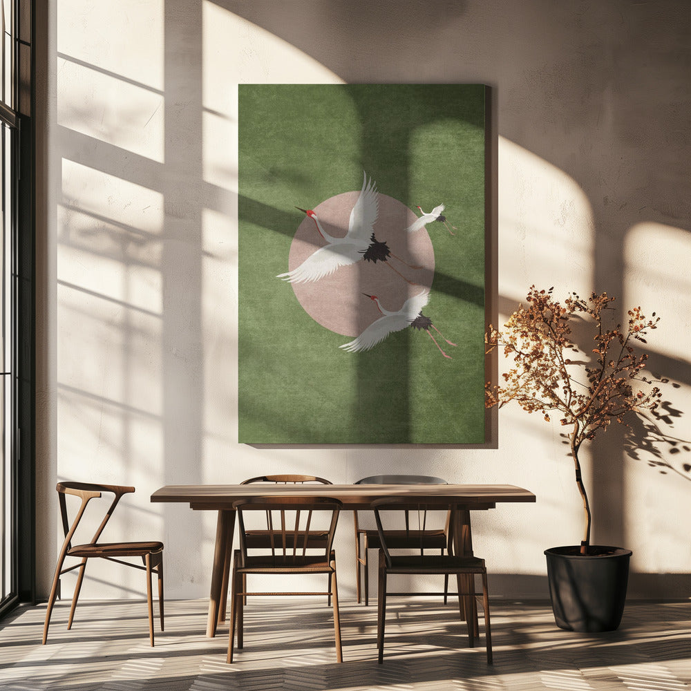 Kranen in vlucht | Canvas