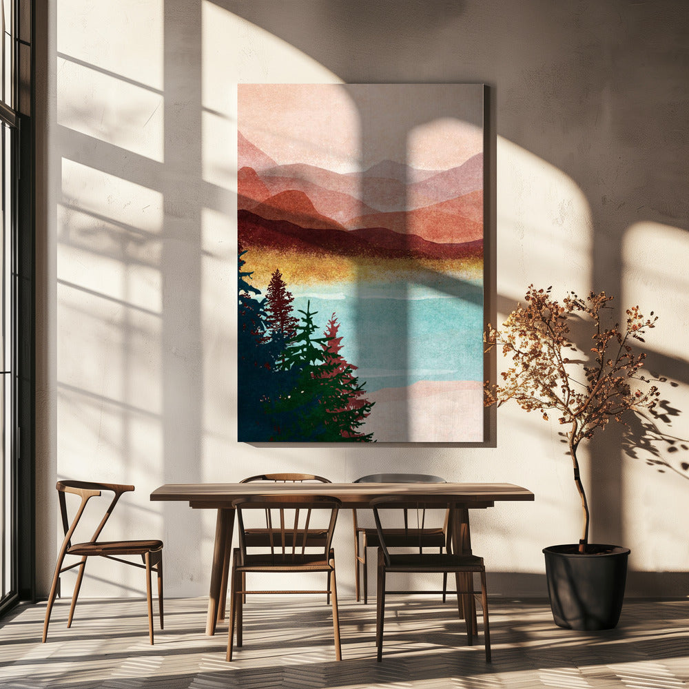Mistige berggloed | Canvas