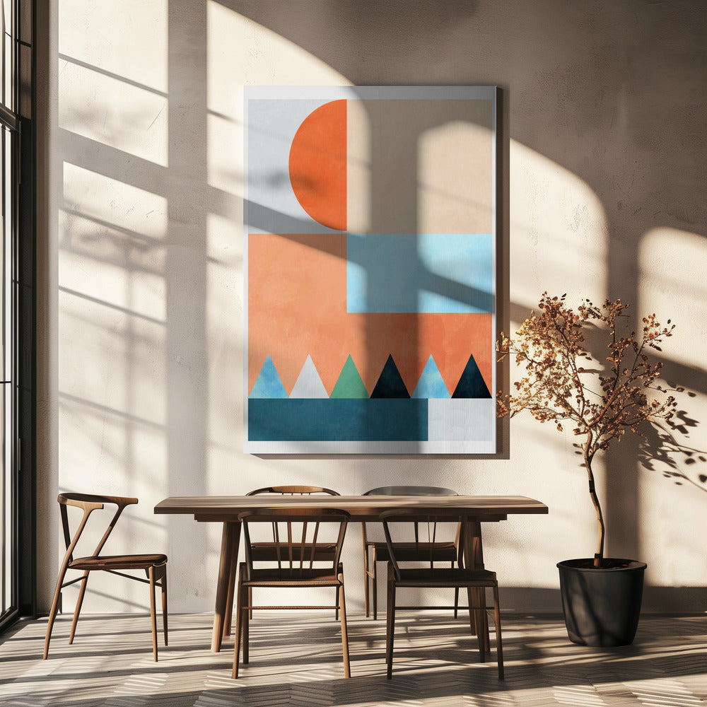 Ruimtes Blauwe Driehoek | Canvas