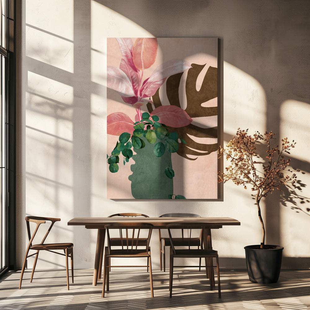 Bladeren Meer 6 Roze | Canvas