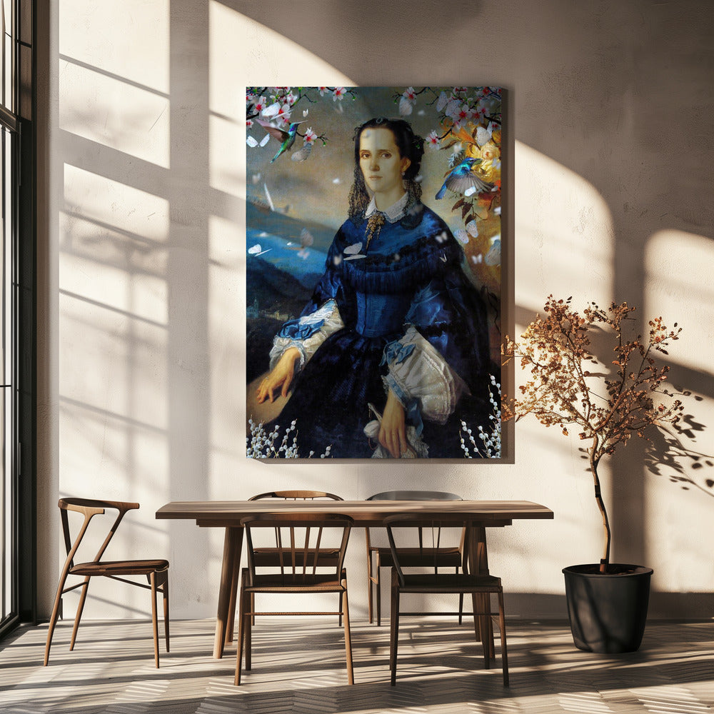 Bloeiende kolibrie | Canvas