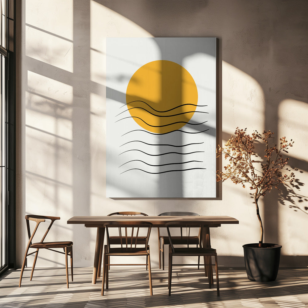 Gouden Golf Zonsondergang | Canvas