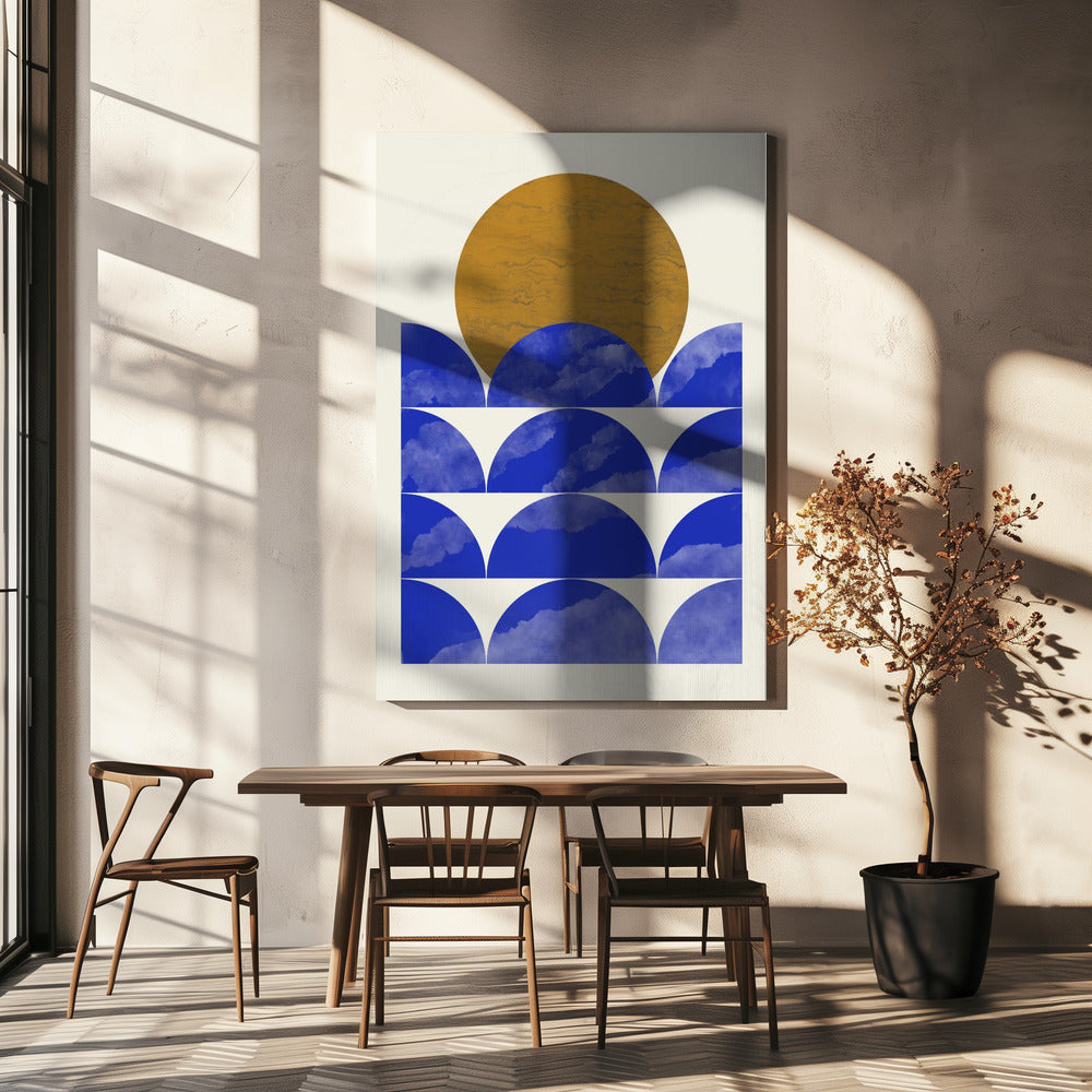 Geometrische zonsondergangcompositie | Canvas