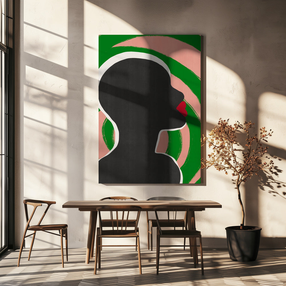 Anoniem portret in groene spiraal | Canvas