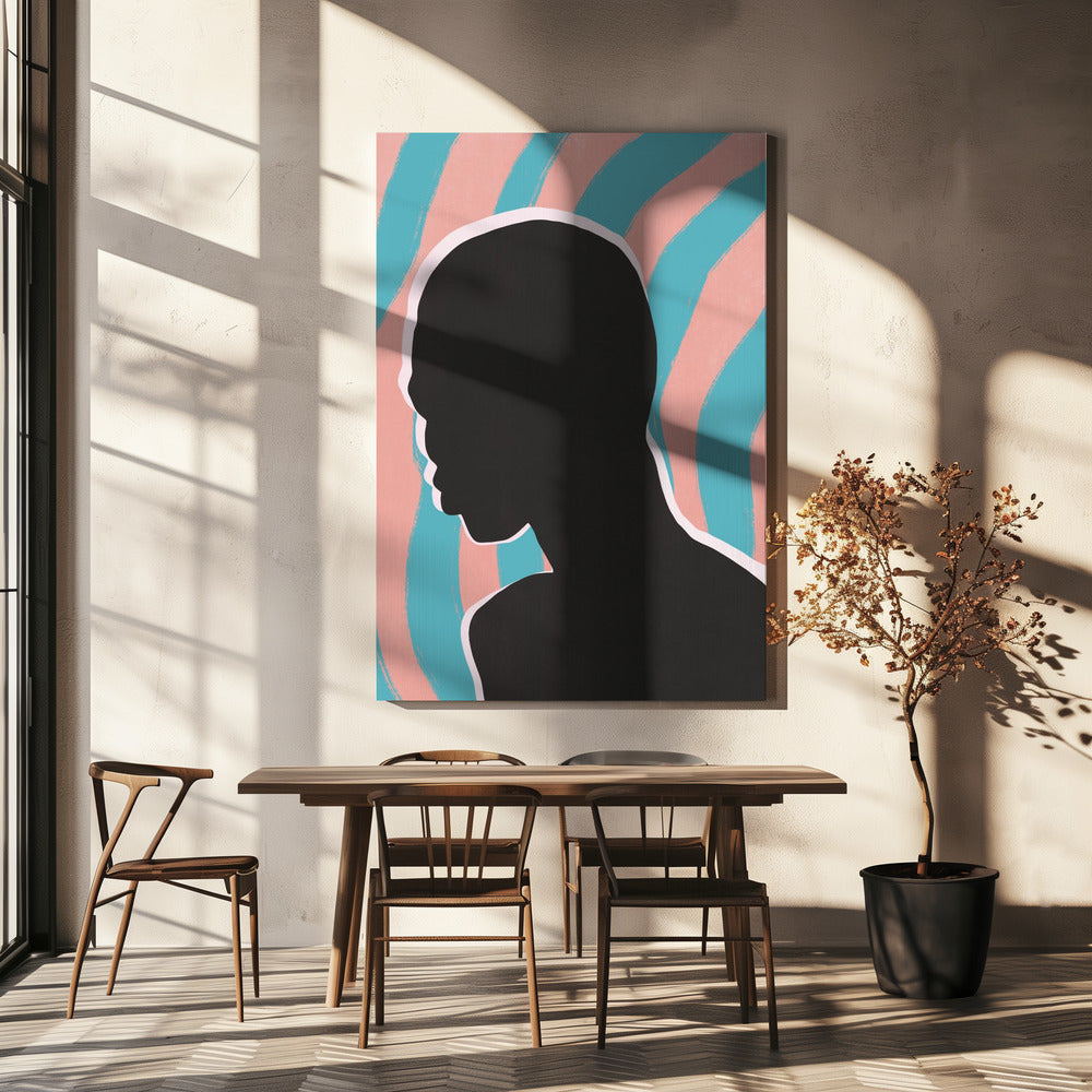 Anoniem portret in neonlicht | Canvas
