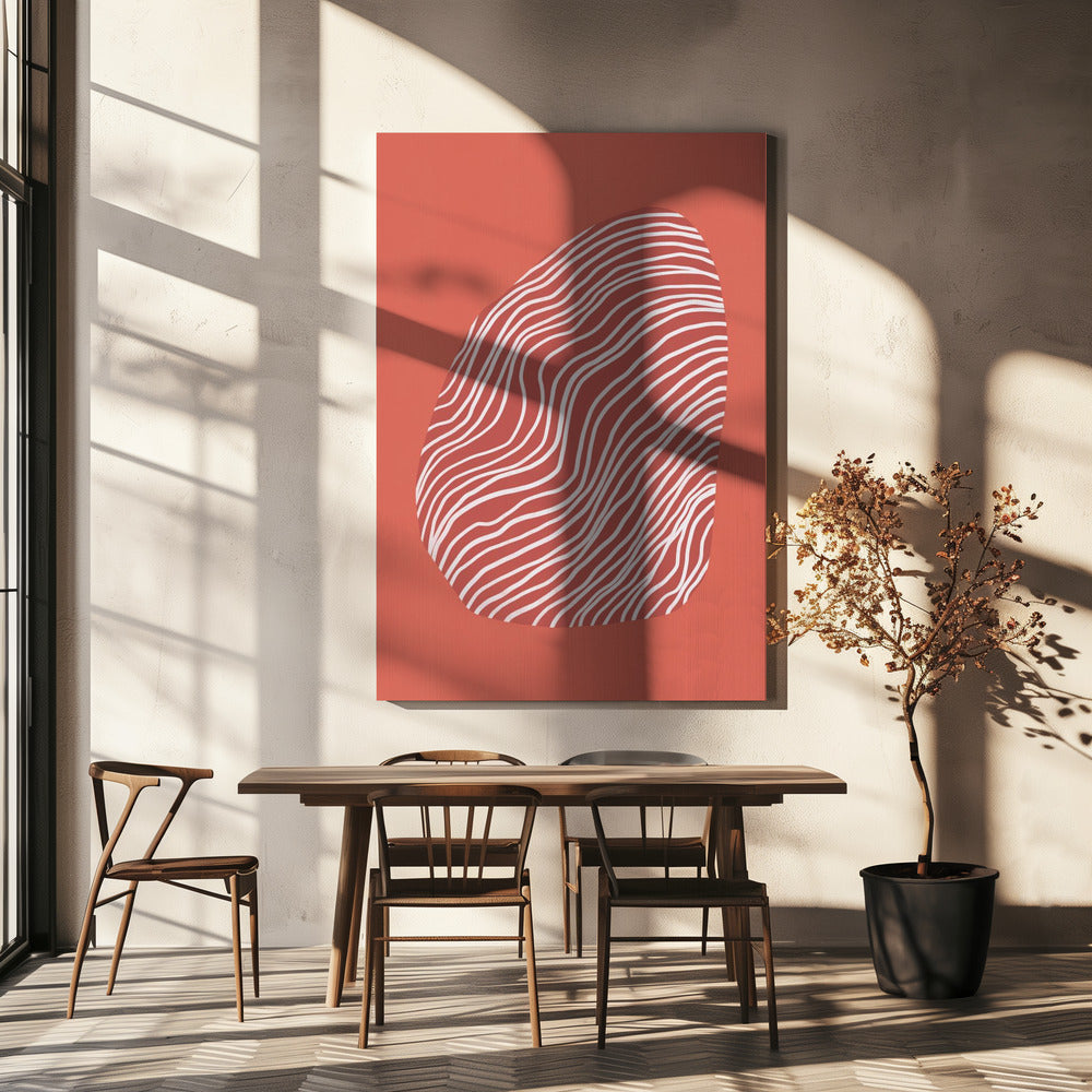 Lijnkunst opgesloten in de ruimte - rood | Canvas