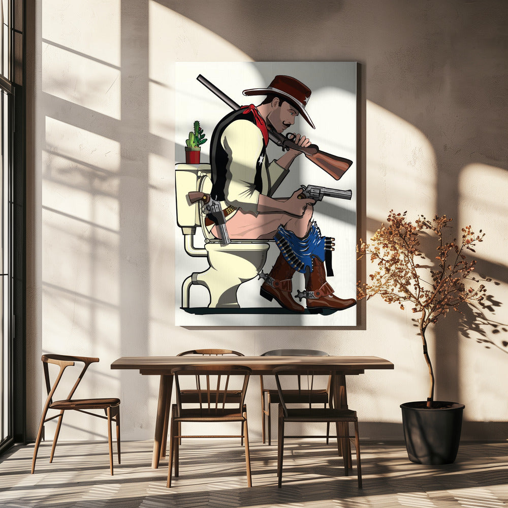 Cowboy On the Toilet | Canvas