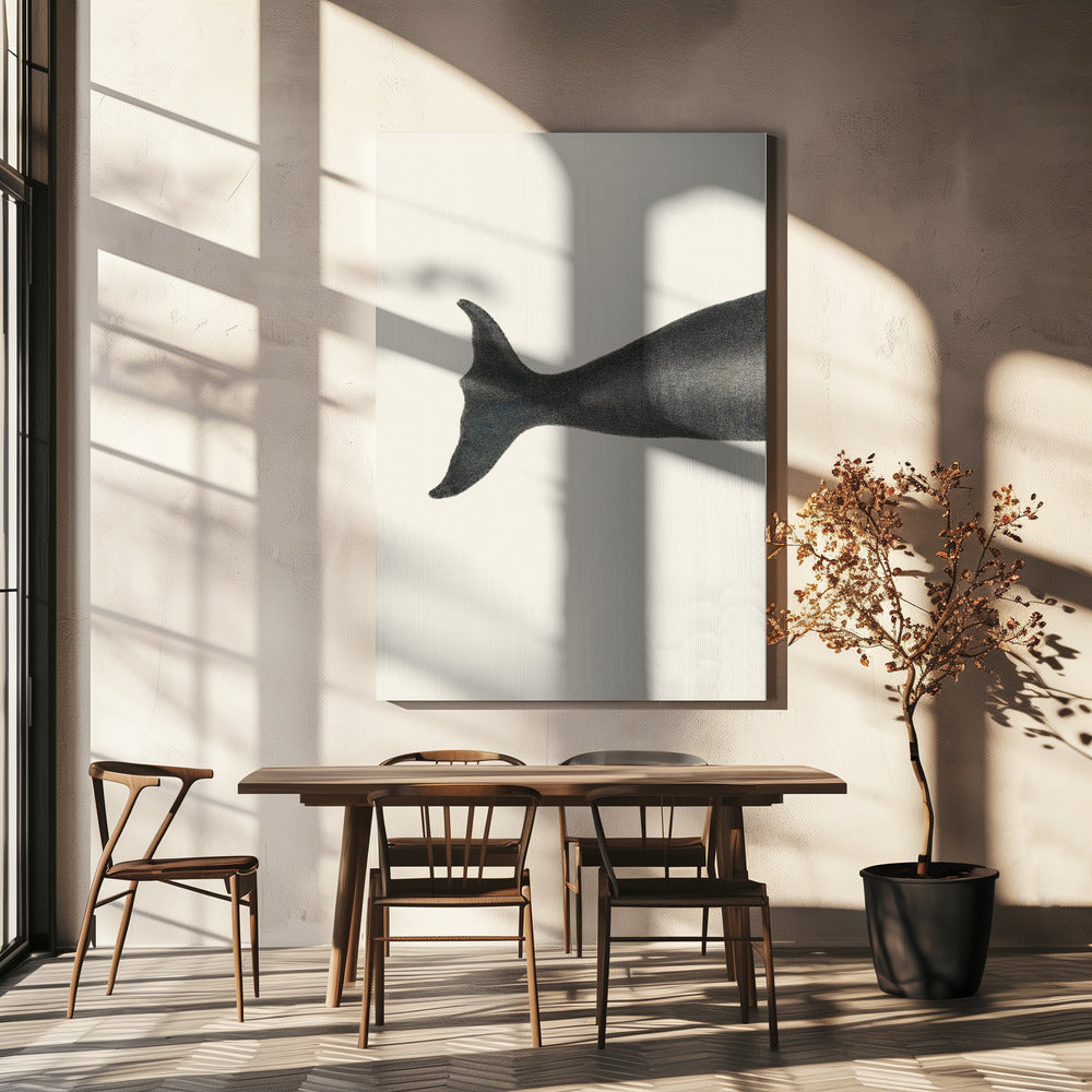 Whale Tight Crop I Handgekleurde zeelevenlithografie 1824 | Canvas