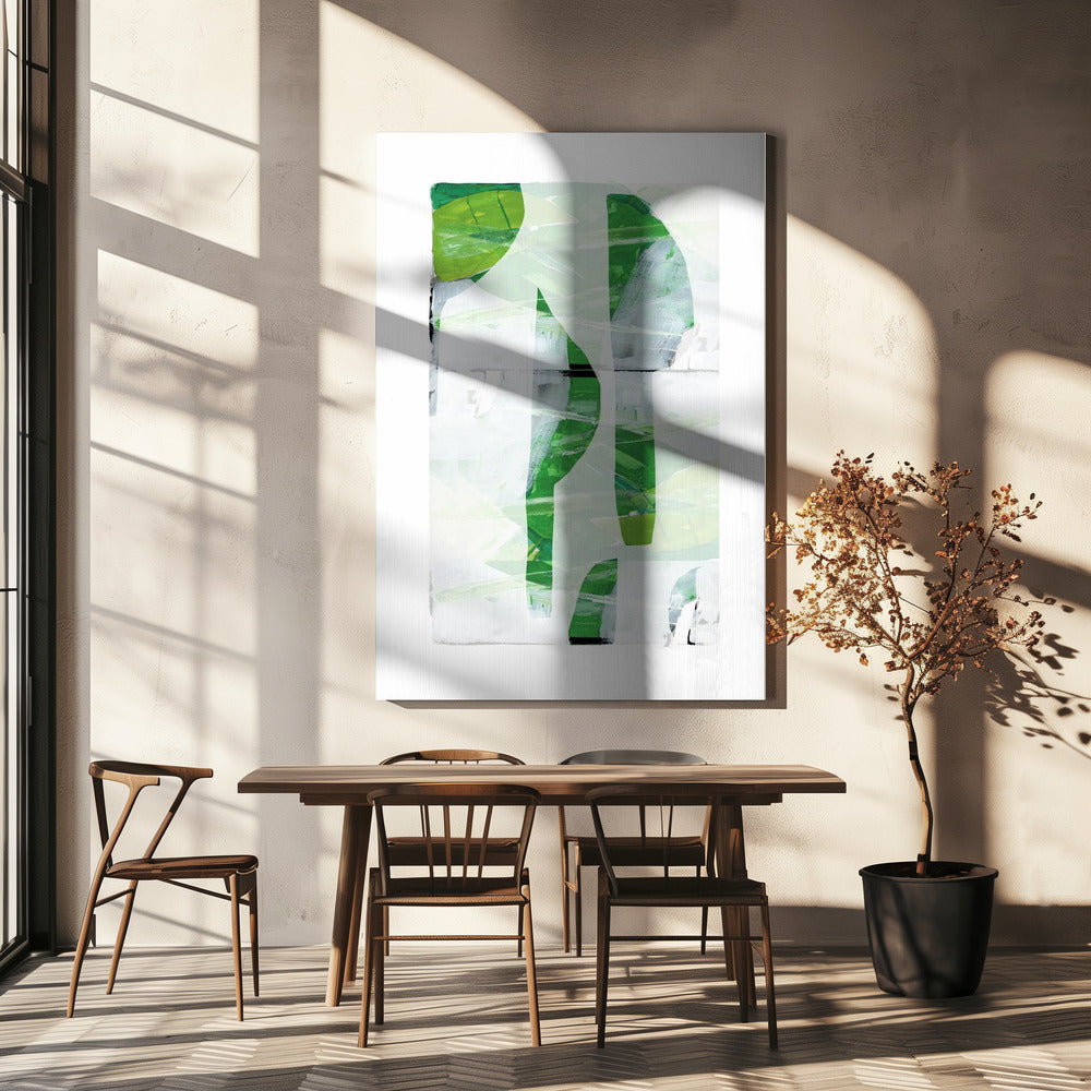 Limegroen Zwart Abstract No1 | Canvas