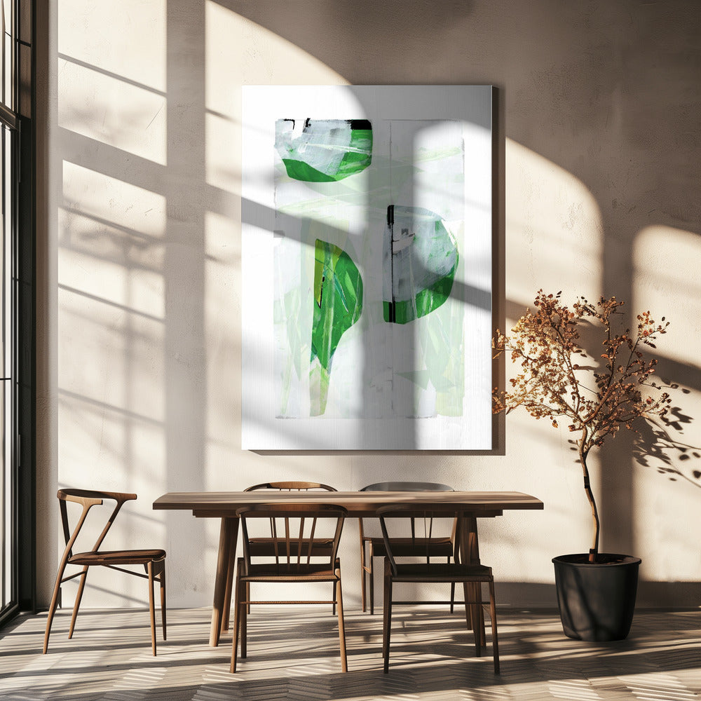 Limegroen Zwart Abstract No2 | Canvas