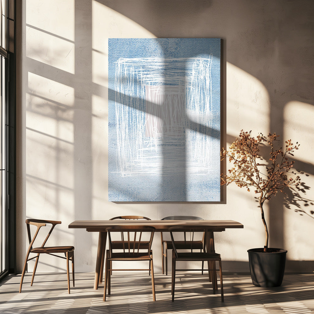 Witte lineaire patronen met geometrisch ontwerp | Canvas