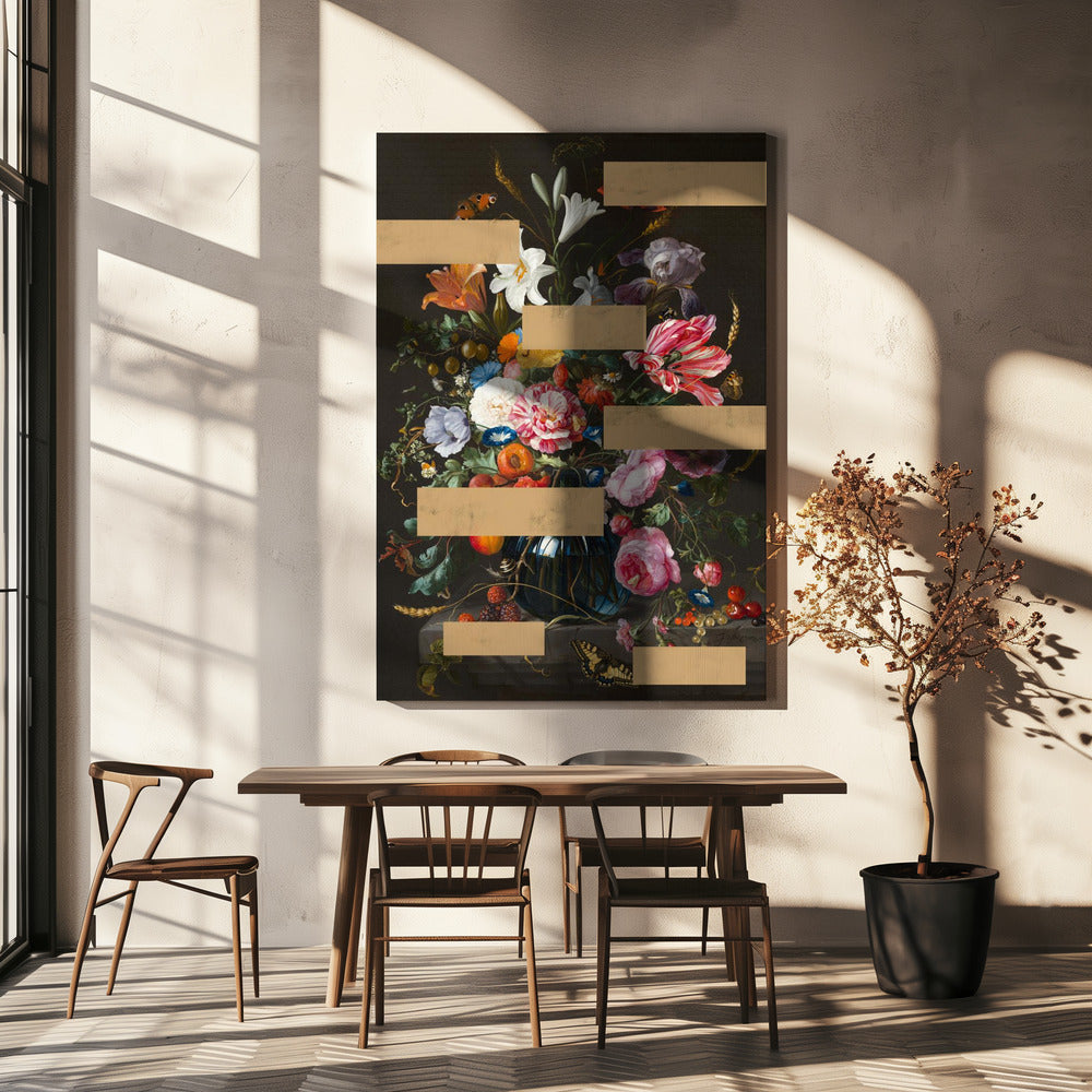 Bouquet of Vintage Oil Painting Flowers, Modern Collage | Canvas