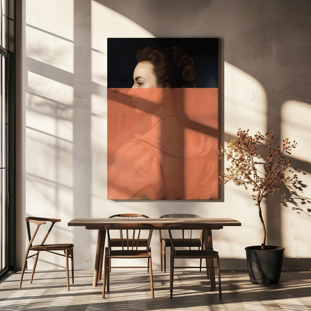 Veranderd portret van vrouw Oranje moderne kunst | Canvas