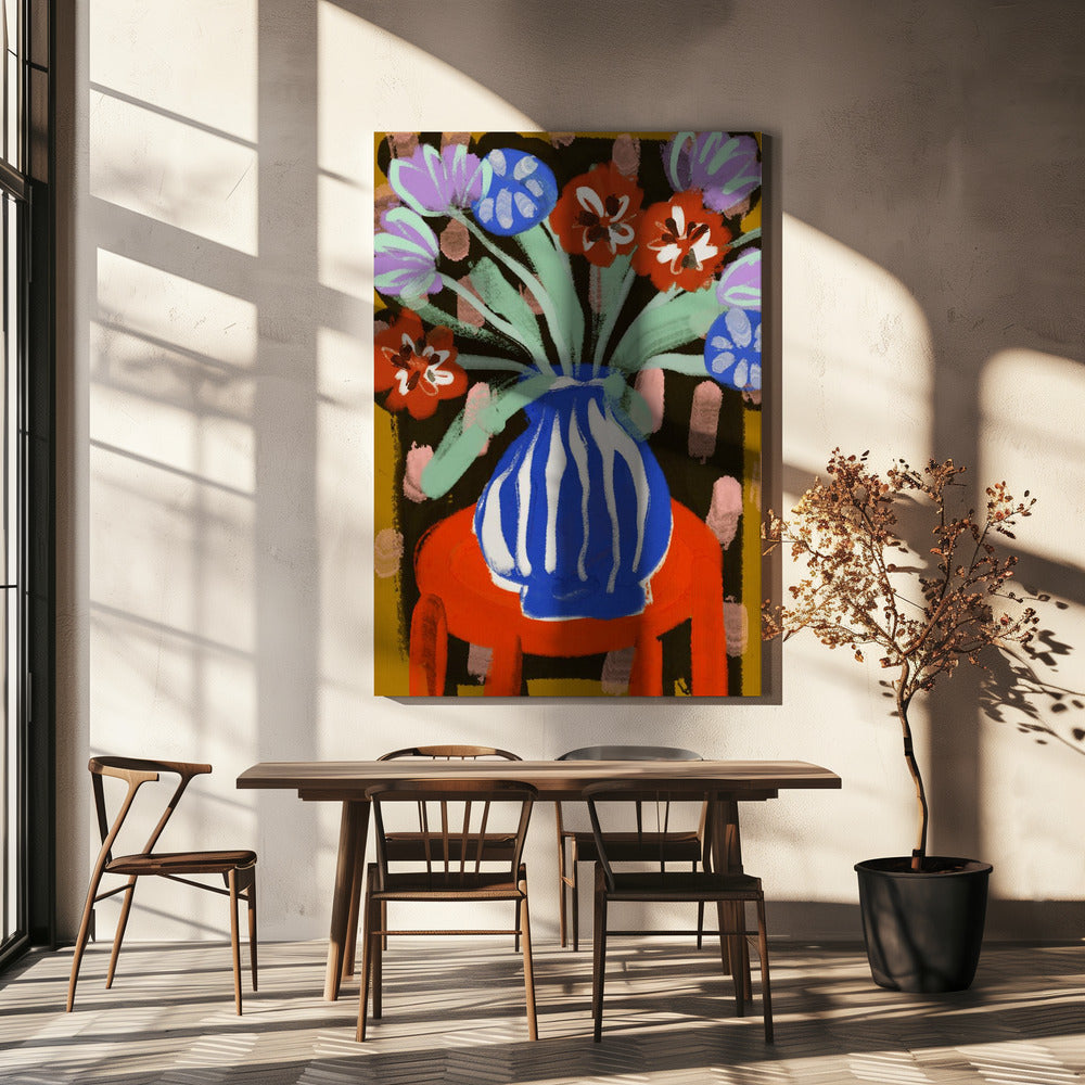 Vaas met vrolijke bloemen | Canvas