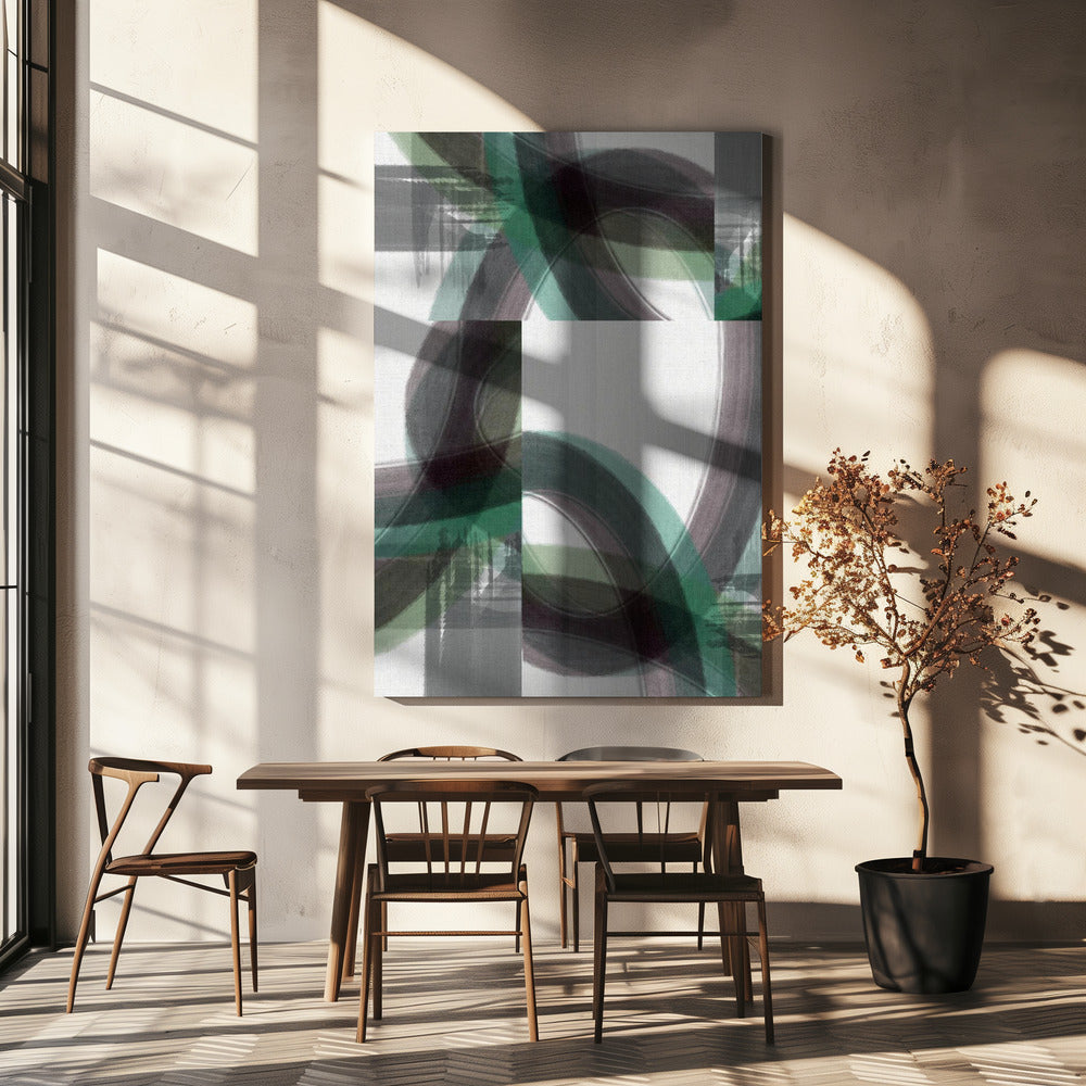 Groene Curve 3 | Canvas