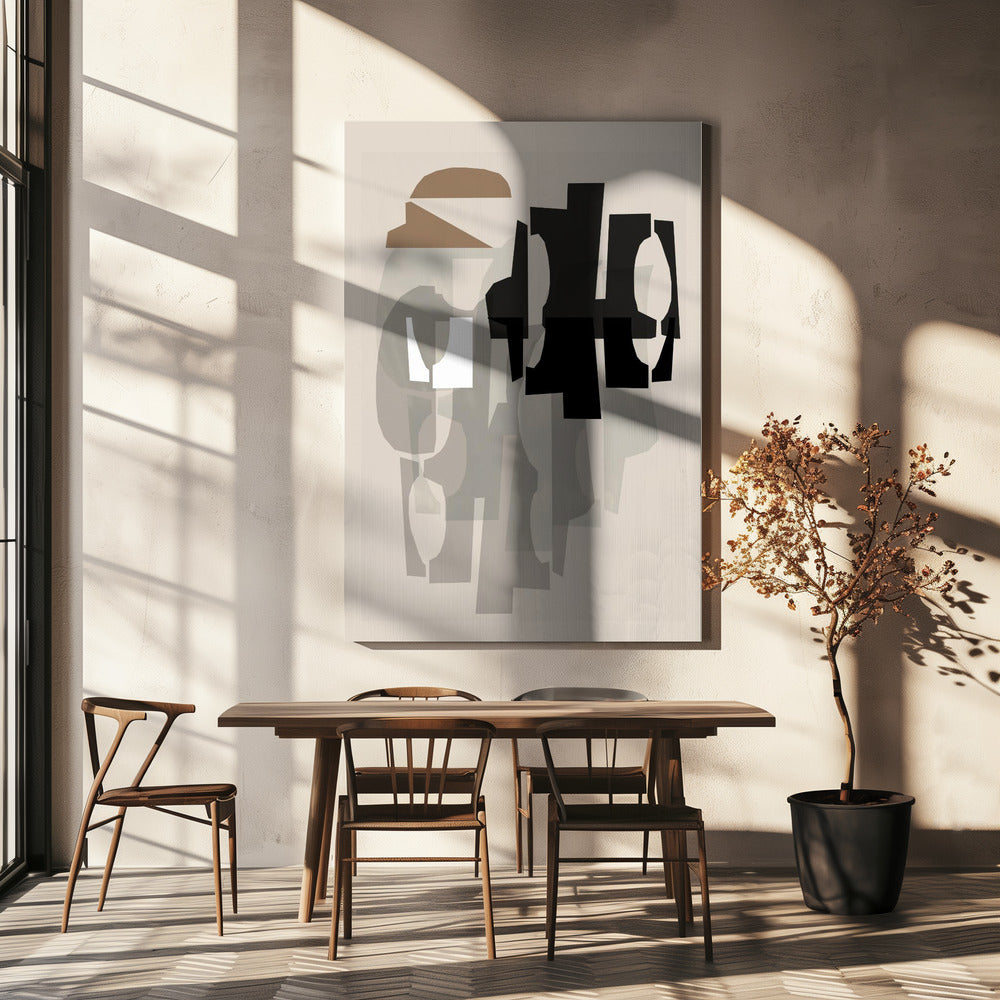 Zwart-wit en bruin reliëf 1 | Canvas