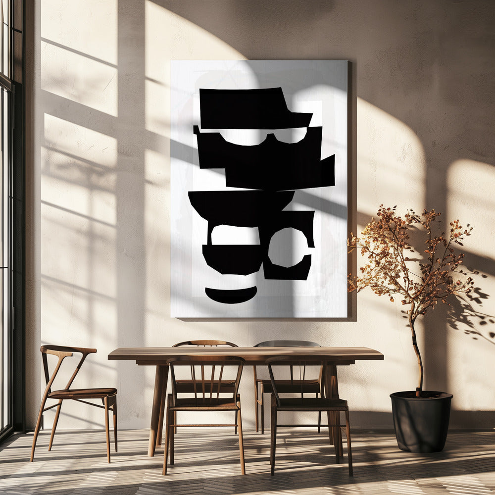 Zwart-witte uitgesneden vormen 1 | Canvas