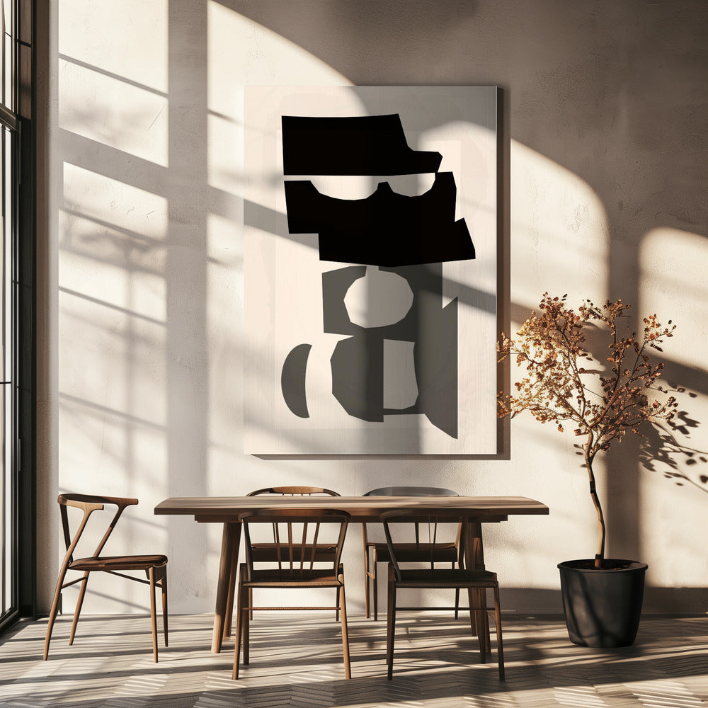 Zwart-witte uitgesneden vormen 2 | Canvas
