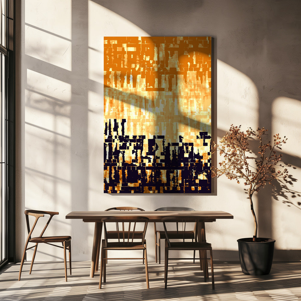Oranje en zwart kleurenpalet met gepixelde texturen | Canvas