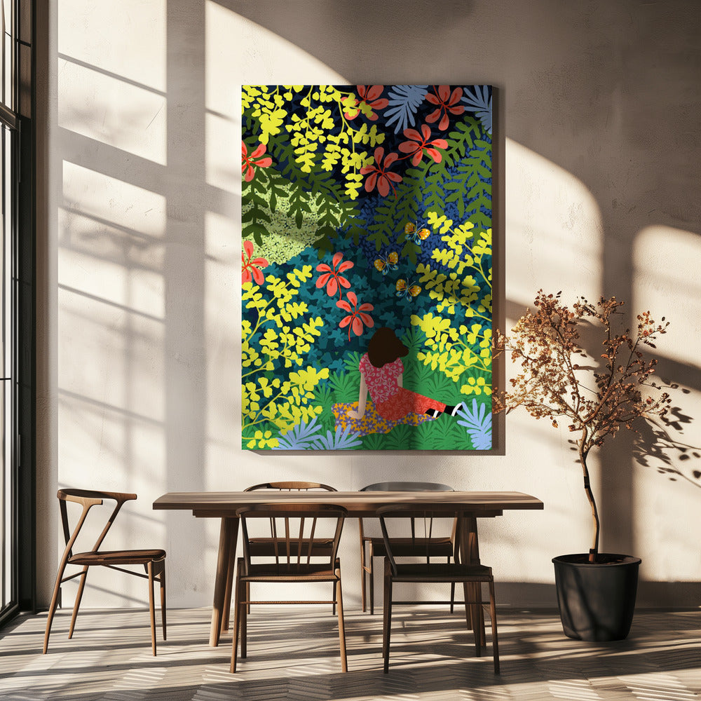 Picknicken in het bos | Canvas