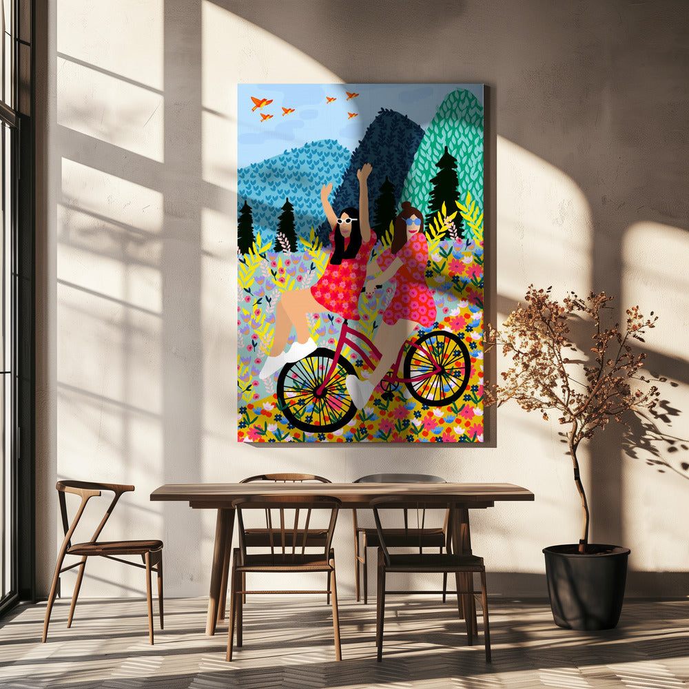 Friends on a bike | Canvas