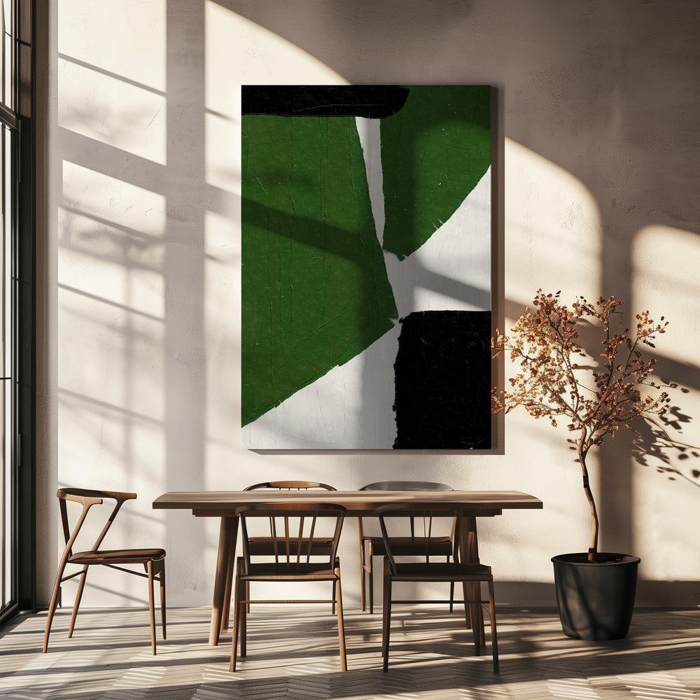 Abstracte groene vormen | Canvas