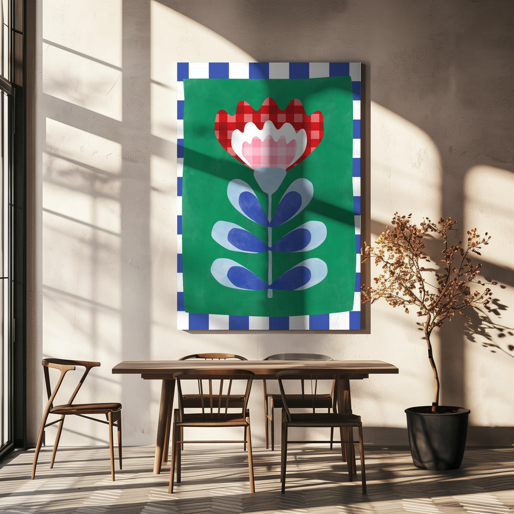 Bloemmotief met opvallende geometrische vormen | Canvas