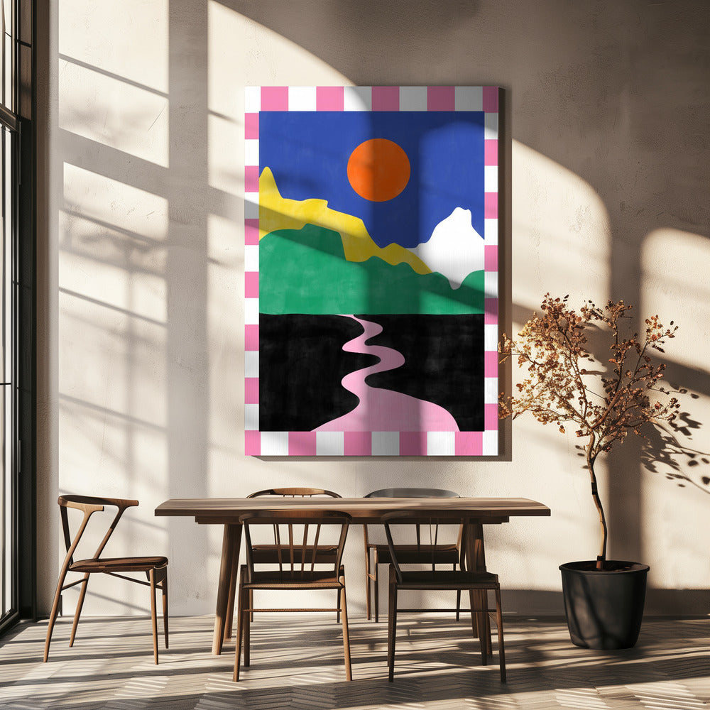 Minimalistisch landschap met levendige kleuren | Canvas