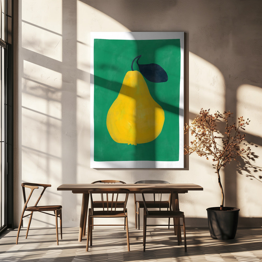 Minimalistische gele peer | Canvas