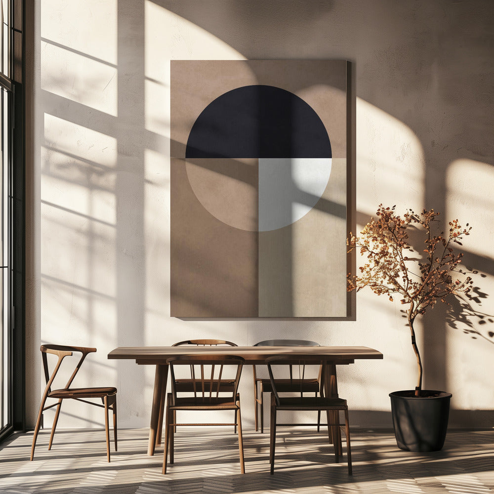 Bruine geometrie 7 | Canvas
